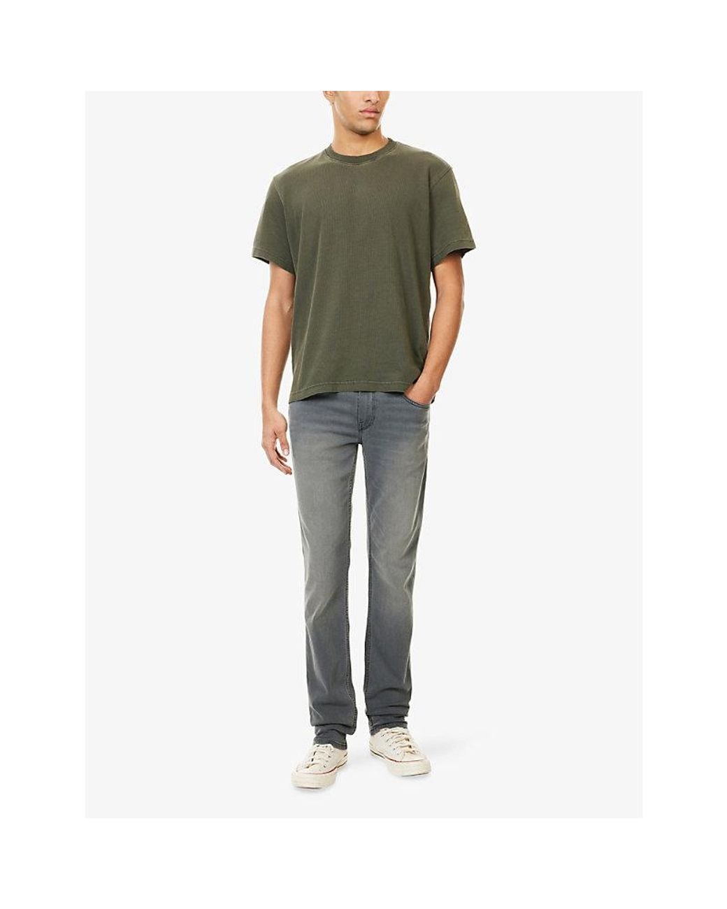 PAIGE Gray Lennox Slim-Fit Stretch-Denim Blend Jeans for men