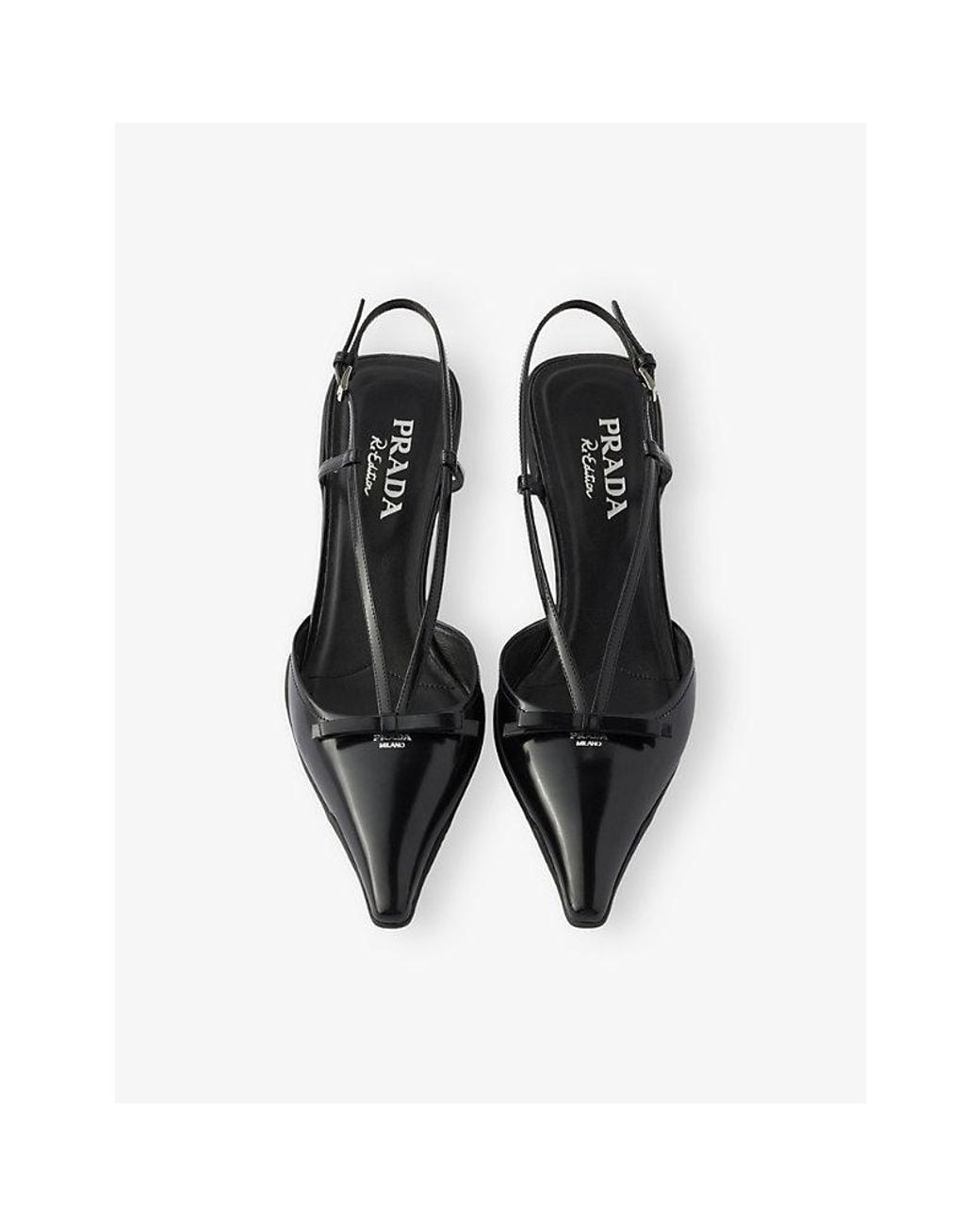 Prada Black Brushed Leather Slingback Pumps