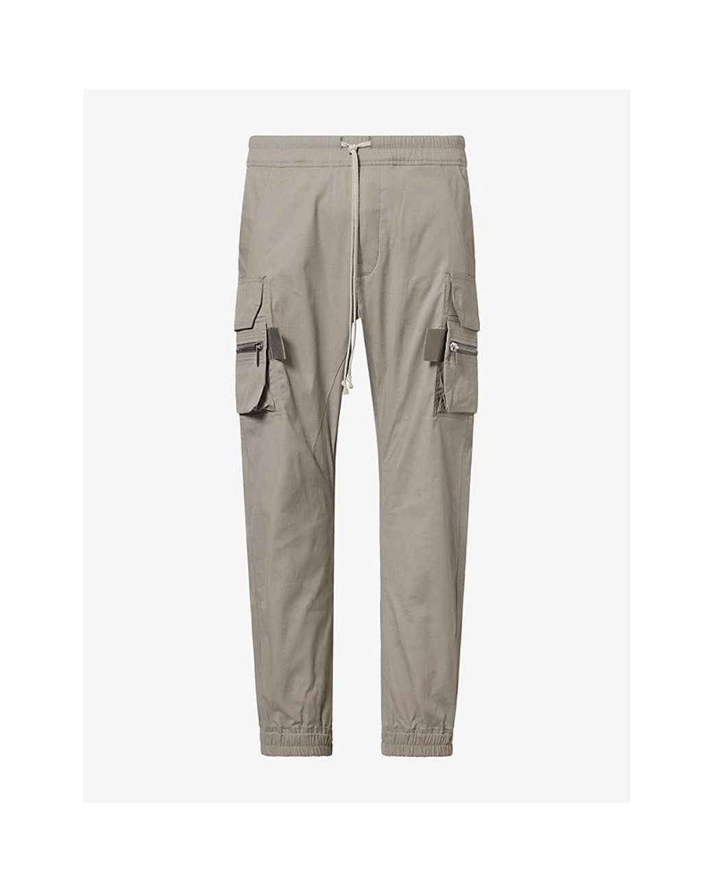 Rick Owens Gray Mastodon Drawstring Cotton-Blend Cargo Pants for men