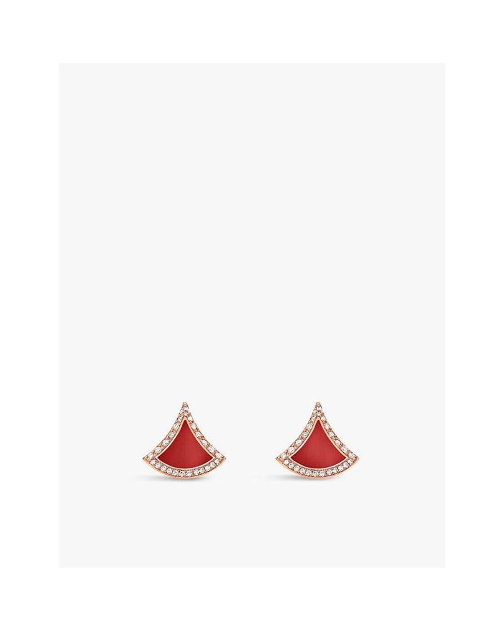 BVLGARI Red Divas' Dream 18Ct Rose- 0.10Ct Diamond And Carnelian Earrings