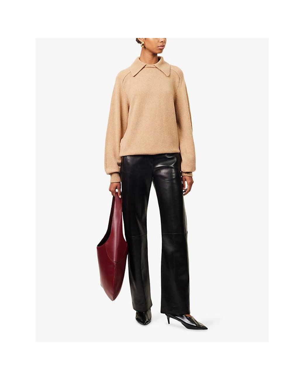 Khaite Natural Jackson Collared Wool And Cashmere-Blend Jumper
