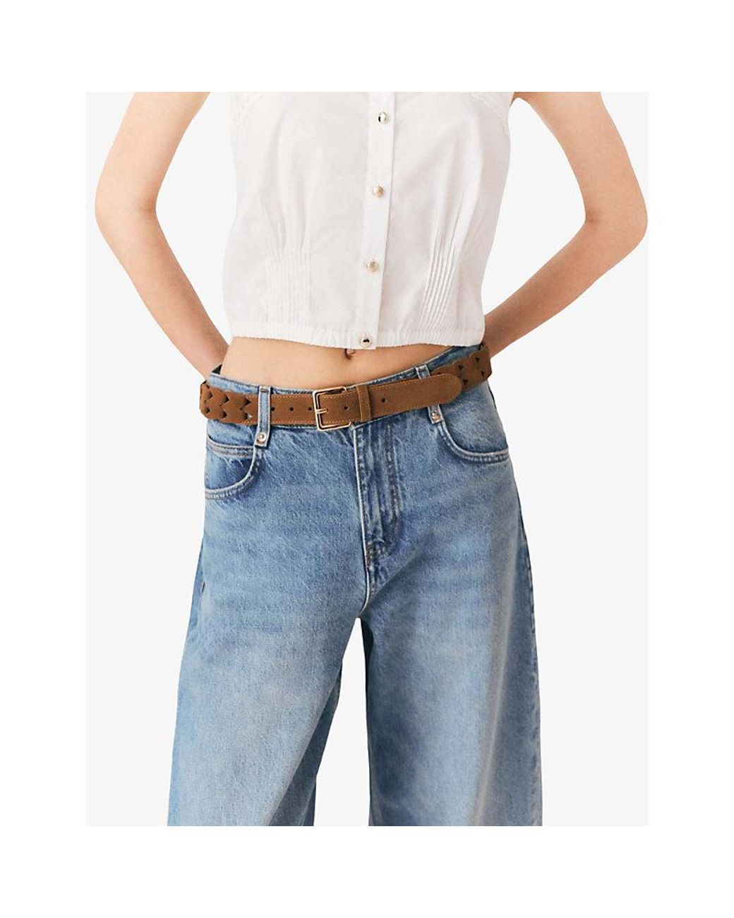 Maje Natural Braided Suede Belt