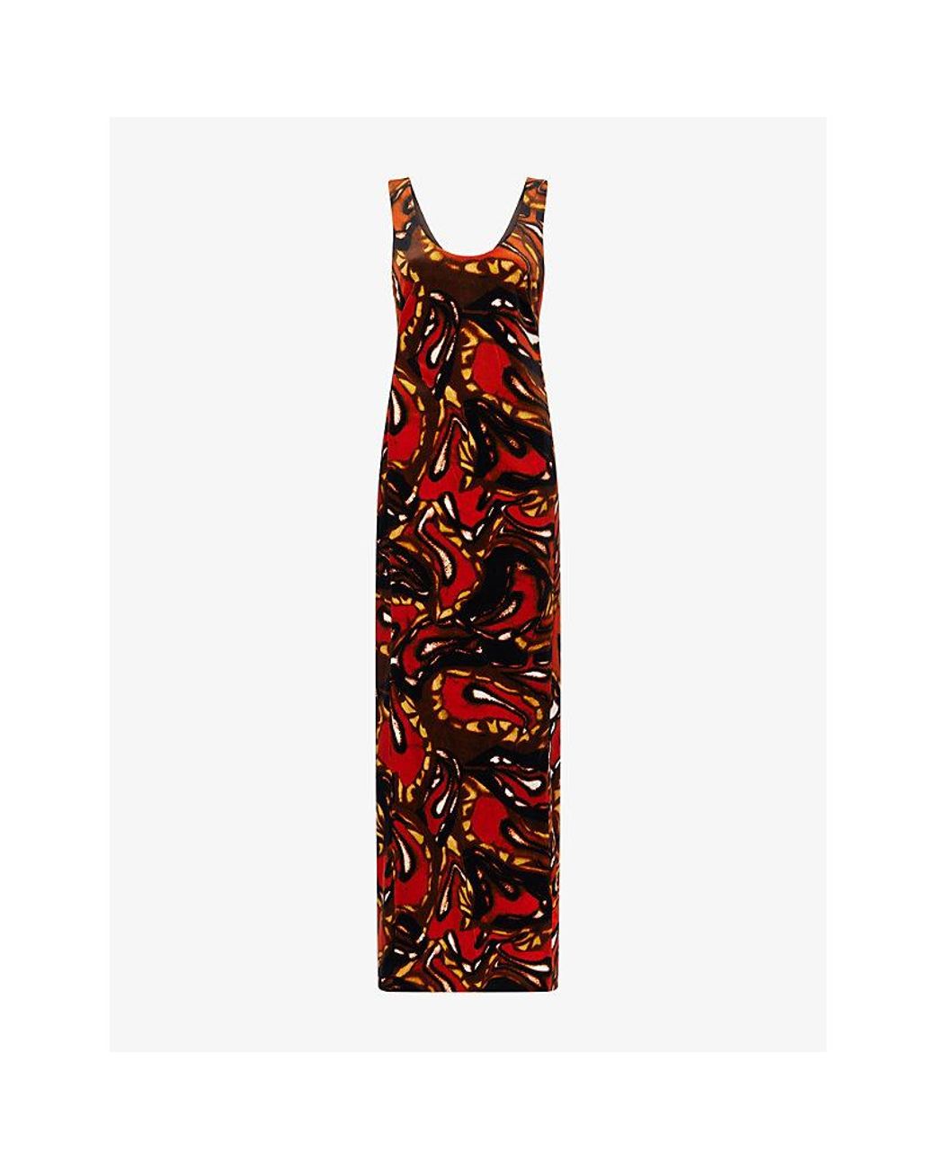 Dries Van Noten Red Debant Sleeveless Cotton-Blend Maxi Dress