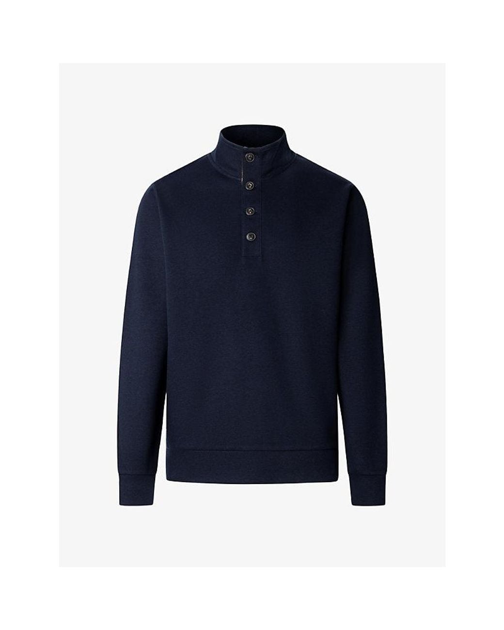 Hackett Blue Travel Half-Placket Cotton-Twill Jersey Sweatshirt for men