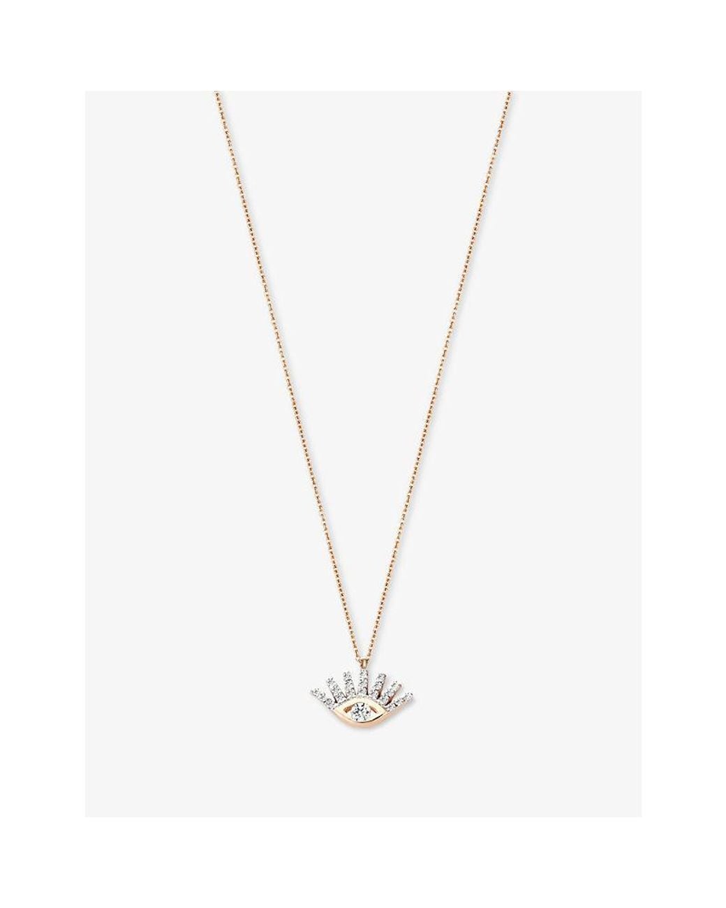 Kismet by Milka White Evil Eye Mini Metal And 0.10Ct Diamond Pendant Necklace