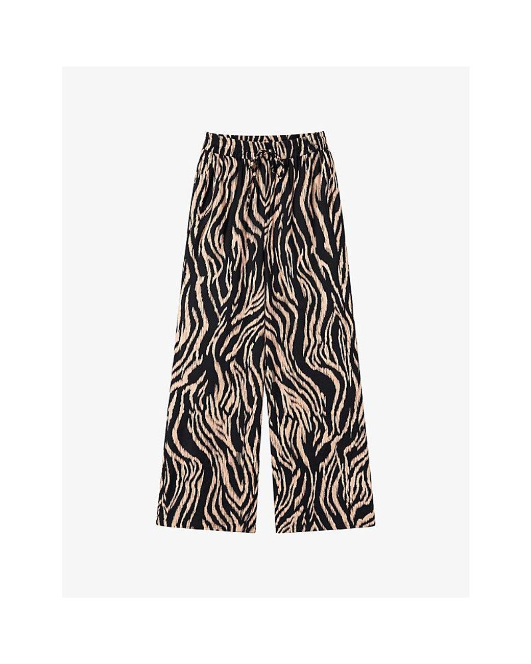 Ro&zo Black Zebra-Print Elasticated-Waist Woven Trousers