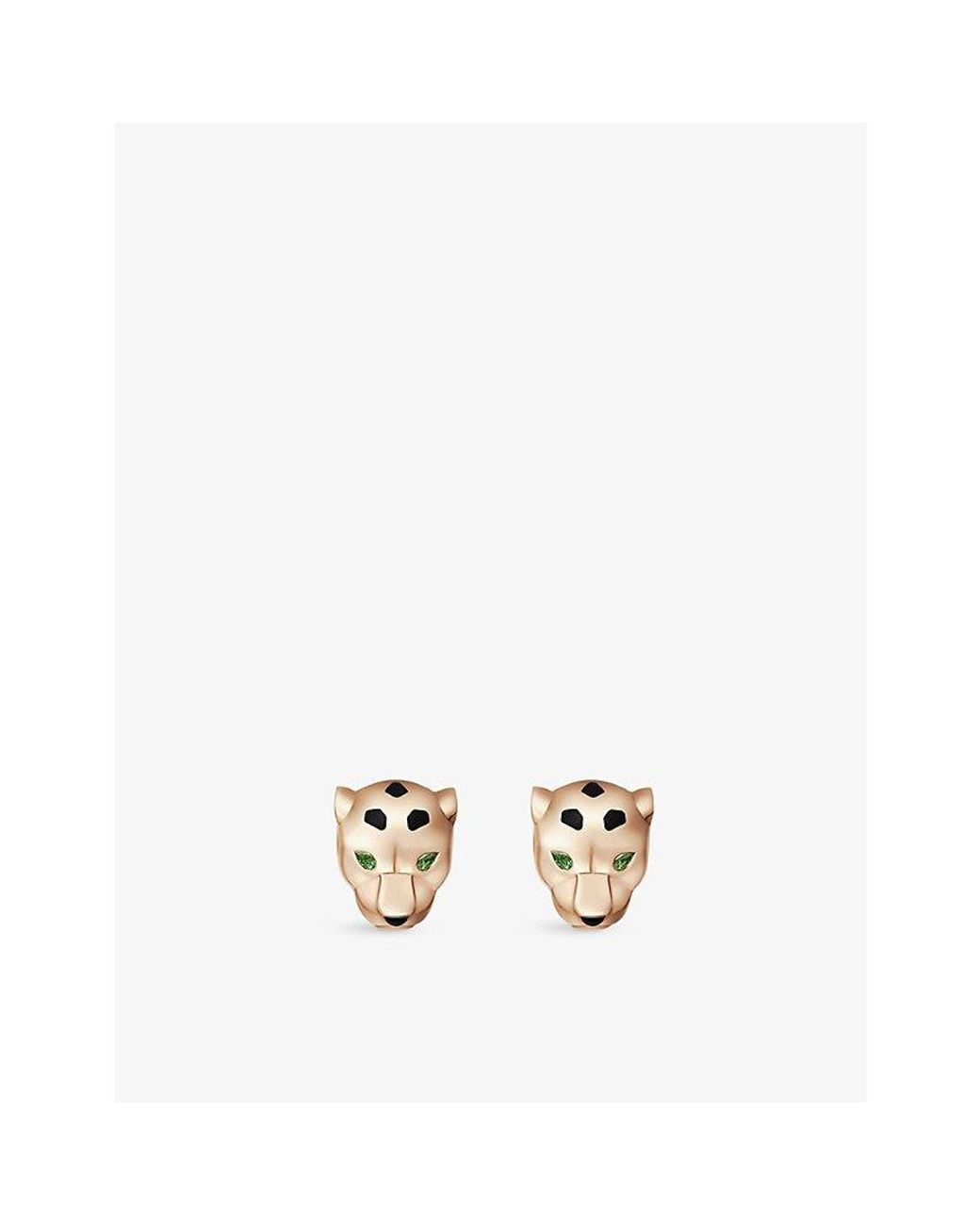 Cartier Metallic Panthère De 18Ct Rose- Tsavorite, Garnets And Onyx Earrings