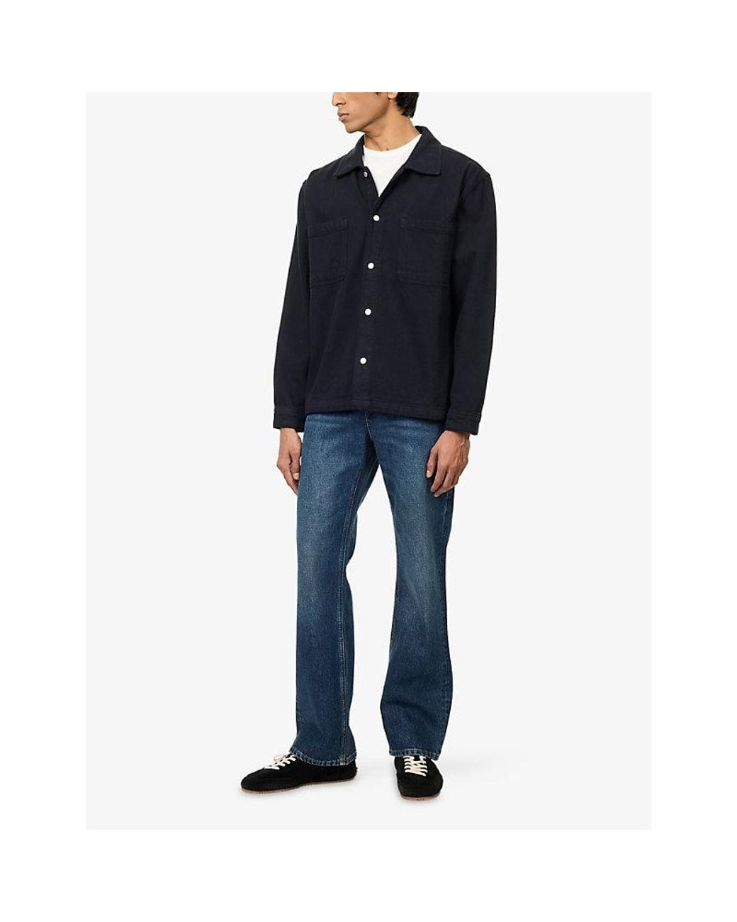 FRAME Blue Relaxed-Fit Patch-Pocket Cotton Shirt for men