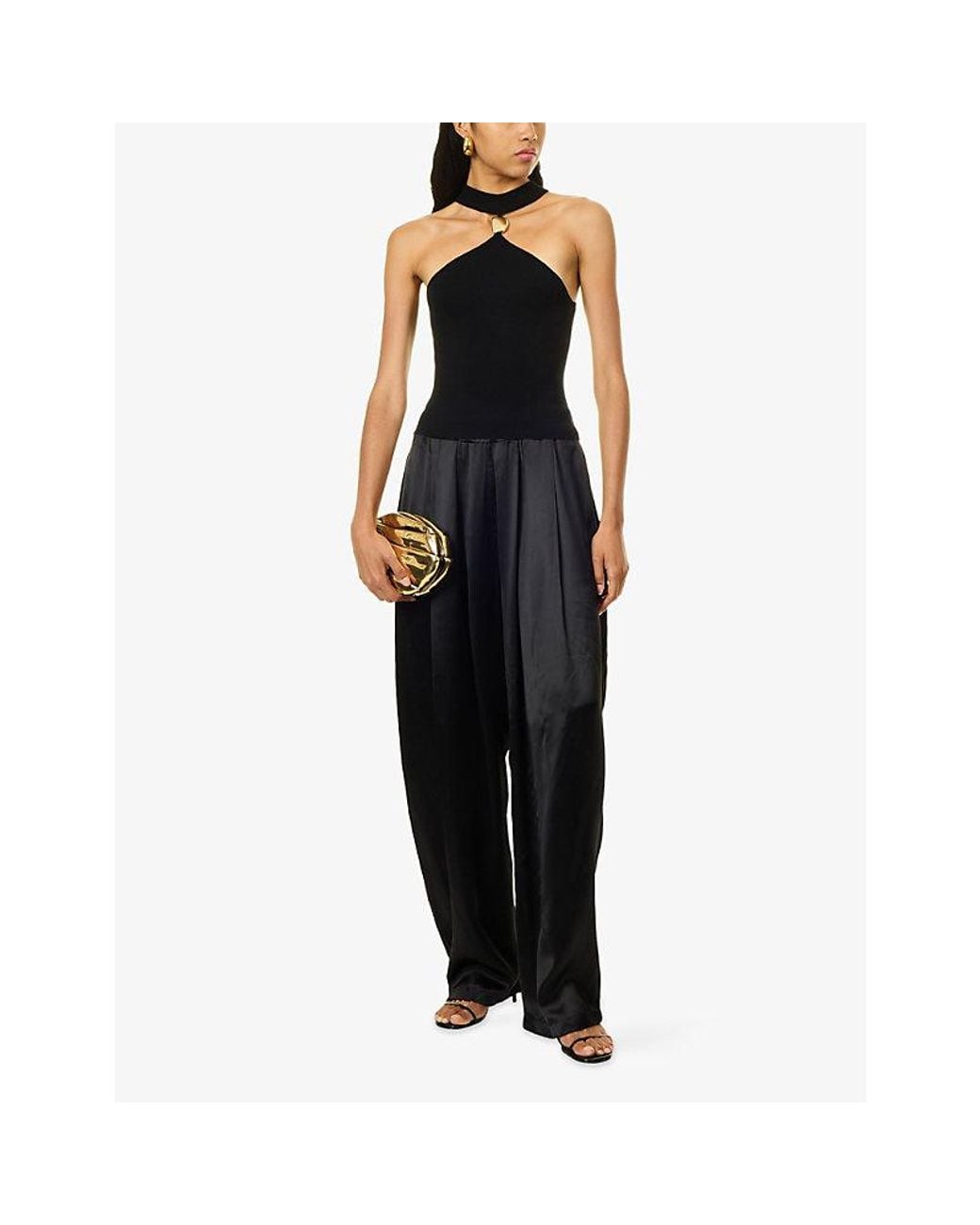 Jonathan Simkhai Black Renlen Metal-Hardware Wool Top