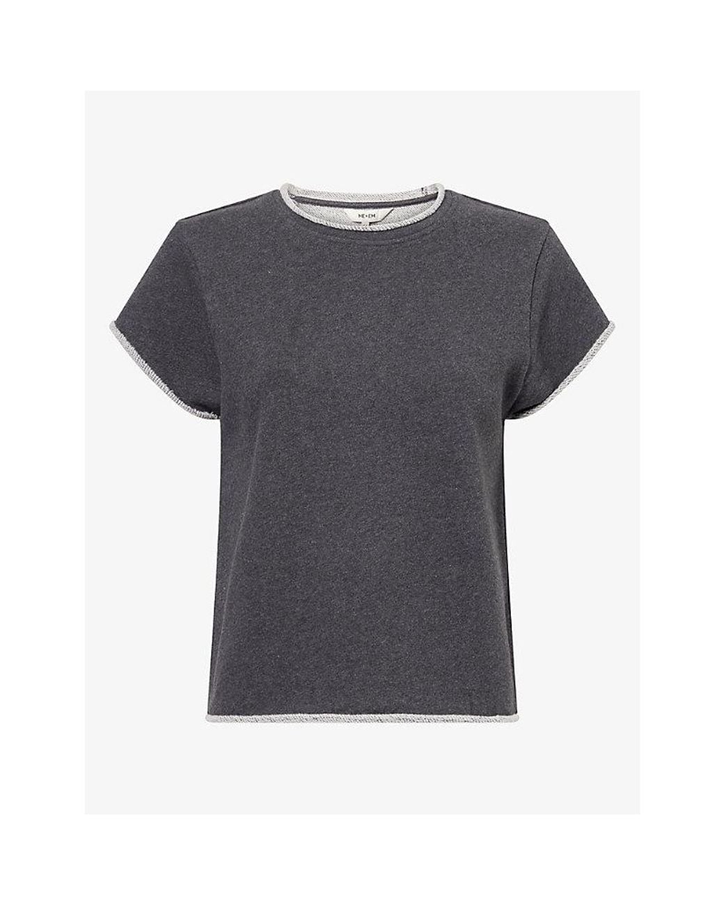 ME+EM Gray Baby Tee Cropped Cotton Sweatshirt Top