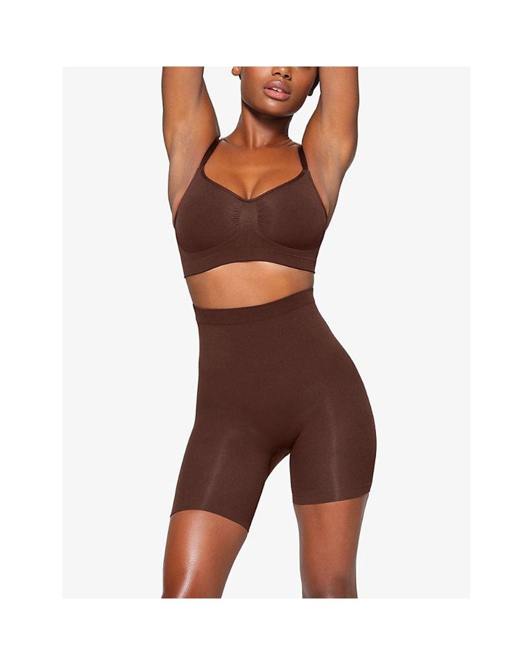 Skims Brown Sculpt Fitted Stretch-Woven Shorts