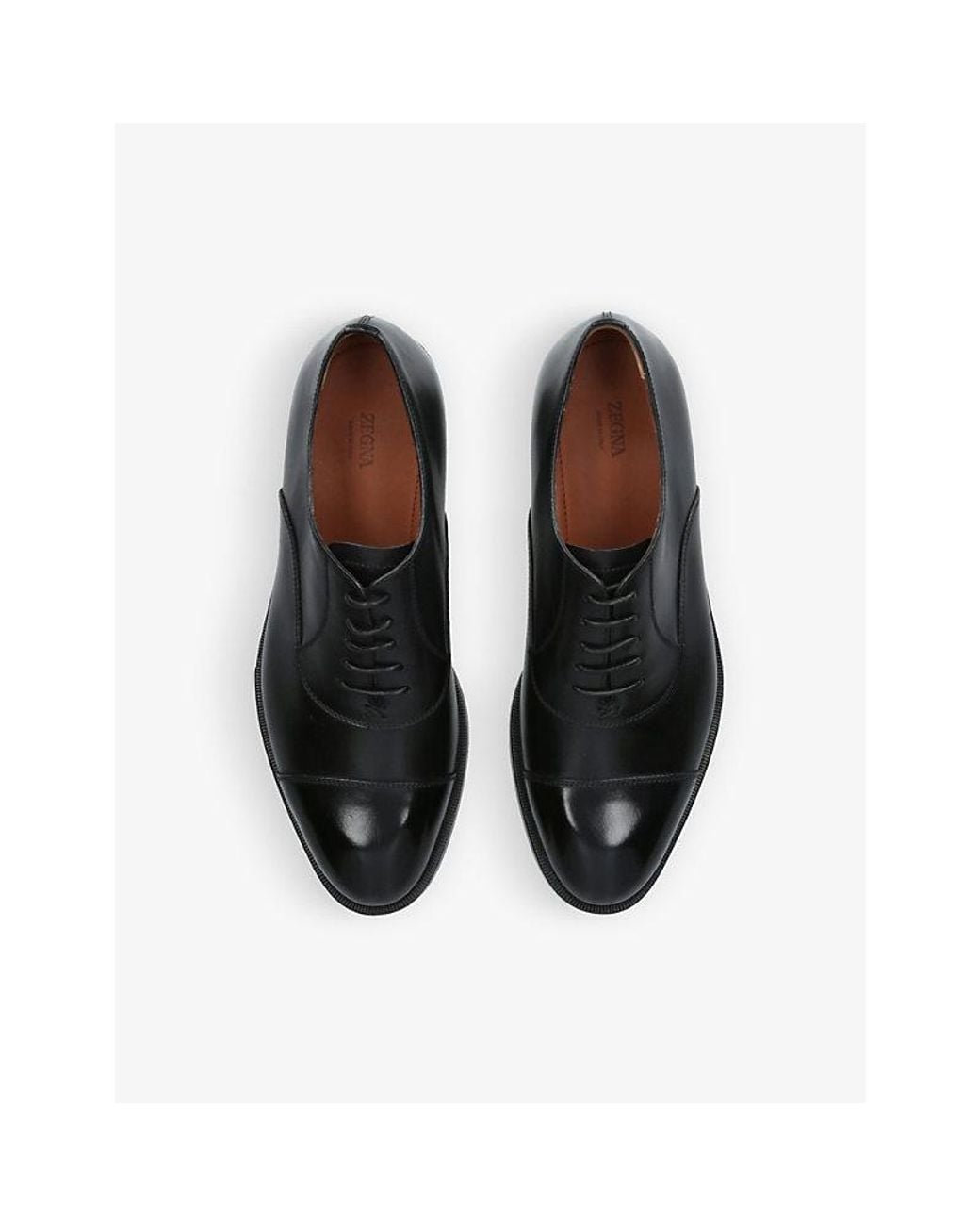 Zegna Black Torino Tonal-Stitching Leather Oxford Shoes for men