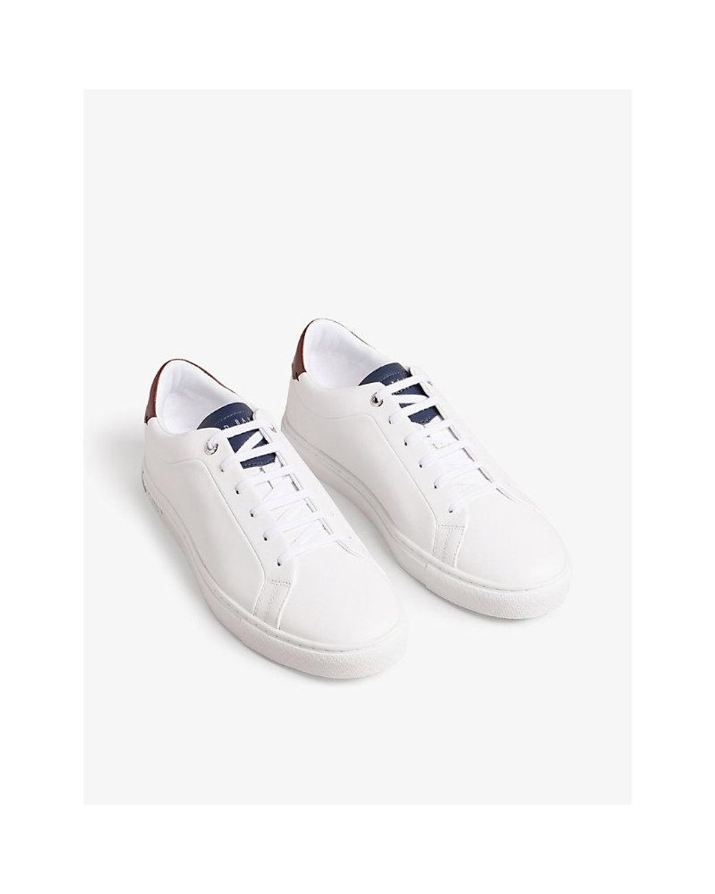 Ted Baker Tribola Logo-embossed Leather Trainers in Natural for Men | Lyst