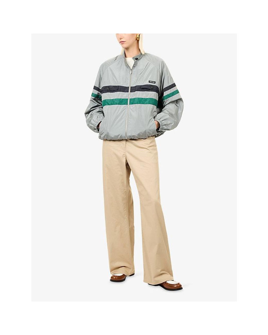 Miu Miu Gray Technical Woven Blouson Jacket