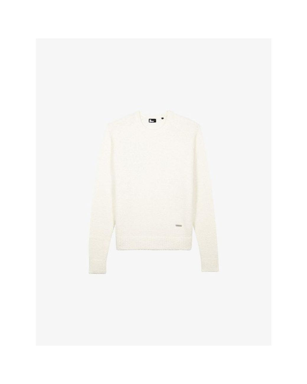 The Kooples White Round-Neck Long-Sleeve Wool Jumper for men