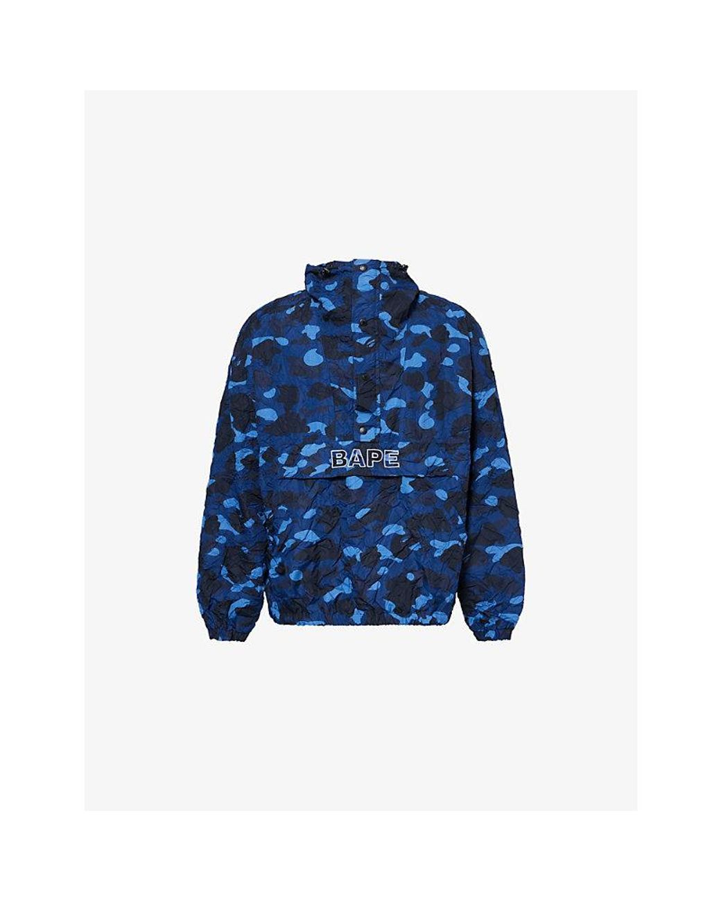 A Bathing Ape Blue Camo-Print Hooded Shell Jacket for men