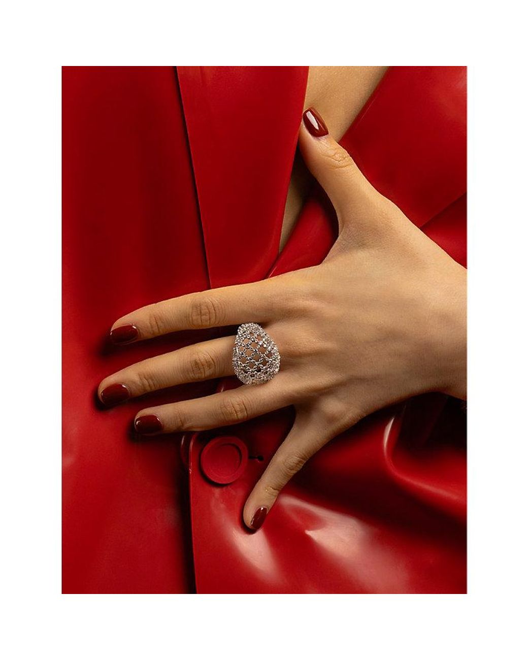 Apm Monaco White Maille Rivet Sterling- And Cubic Zirconia Ring