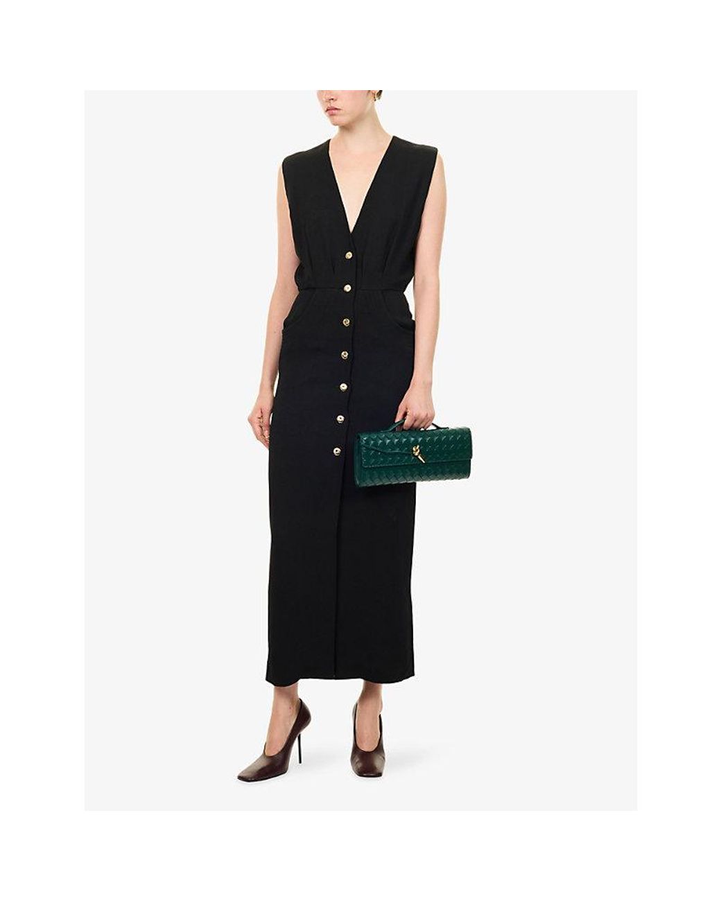 Blazé Milano Black Luna Button-Up Woven Maxi Dress