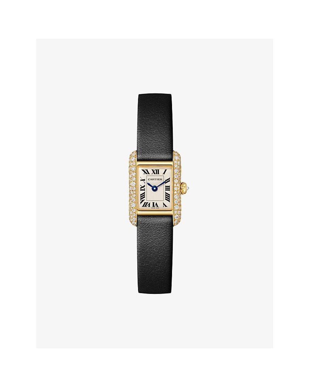 Cartier Multicolor Tank Louis Mini Model- Diamond And Leather Quartz Watch