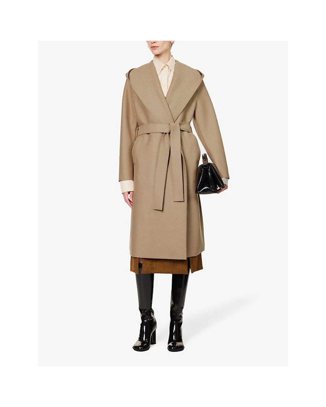 Tie waist wool wrap coat Clearance