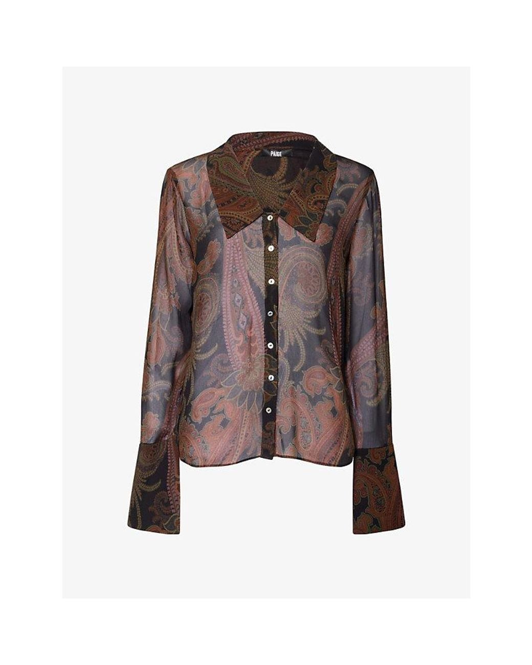 PAIGE Brown Rosalinda Paisley-Pattern Georgette Blouse