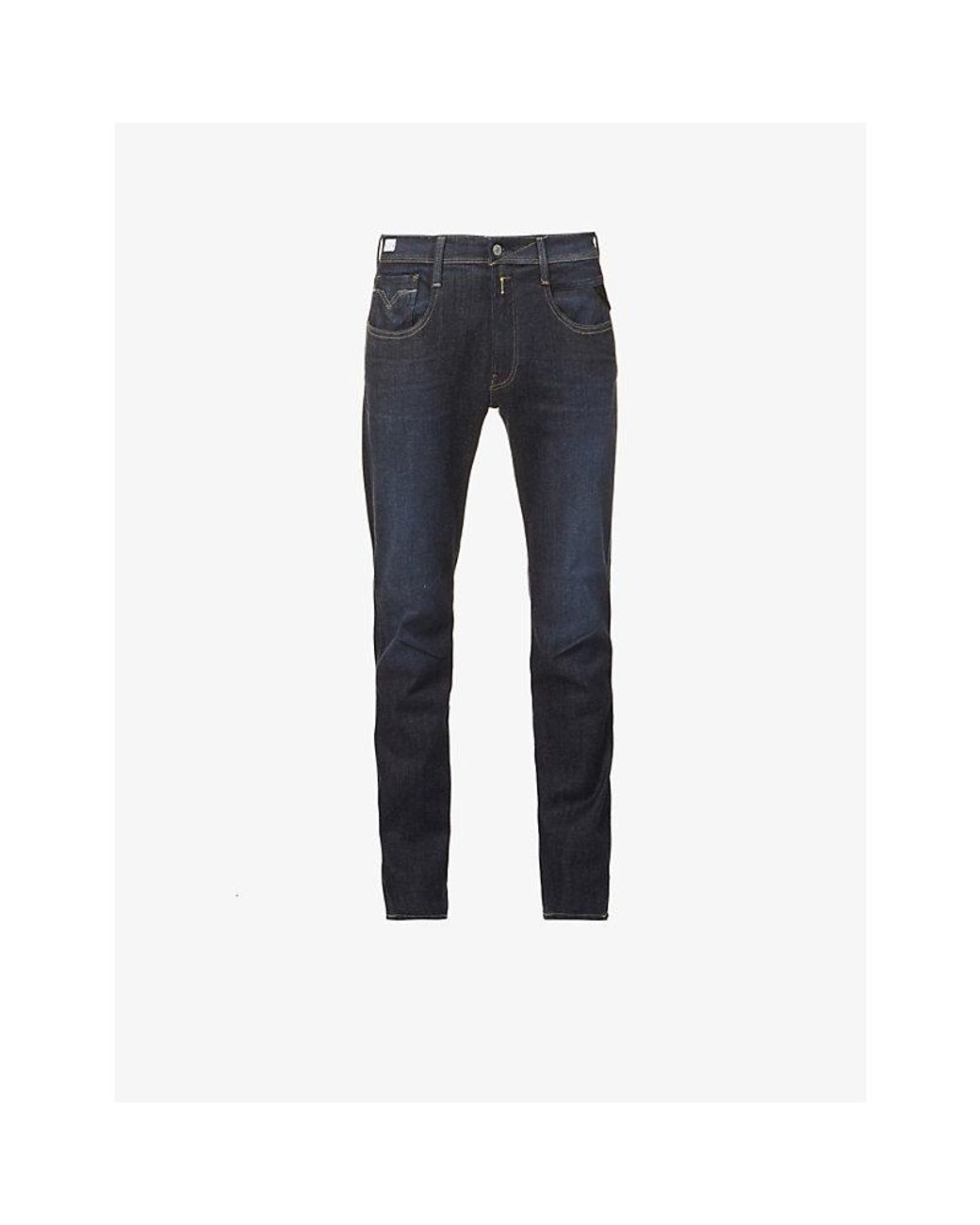Replay Blue Anbass Hyperflex Re-Used Slim-Fit Stretch-Denim Jeans for men