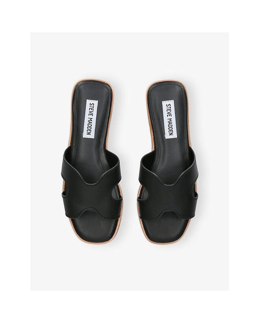 Steve Madden Black Bondst Leather Sandals