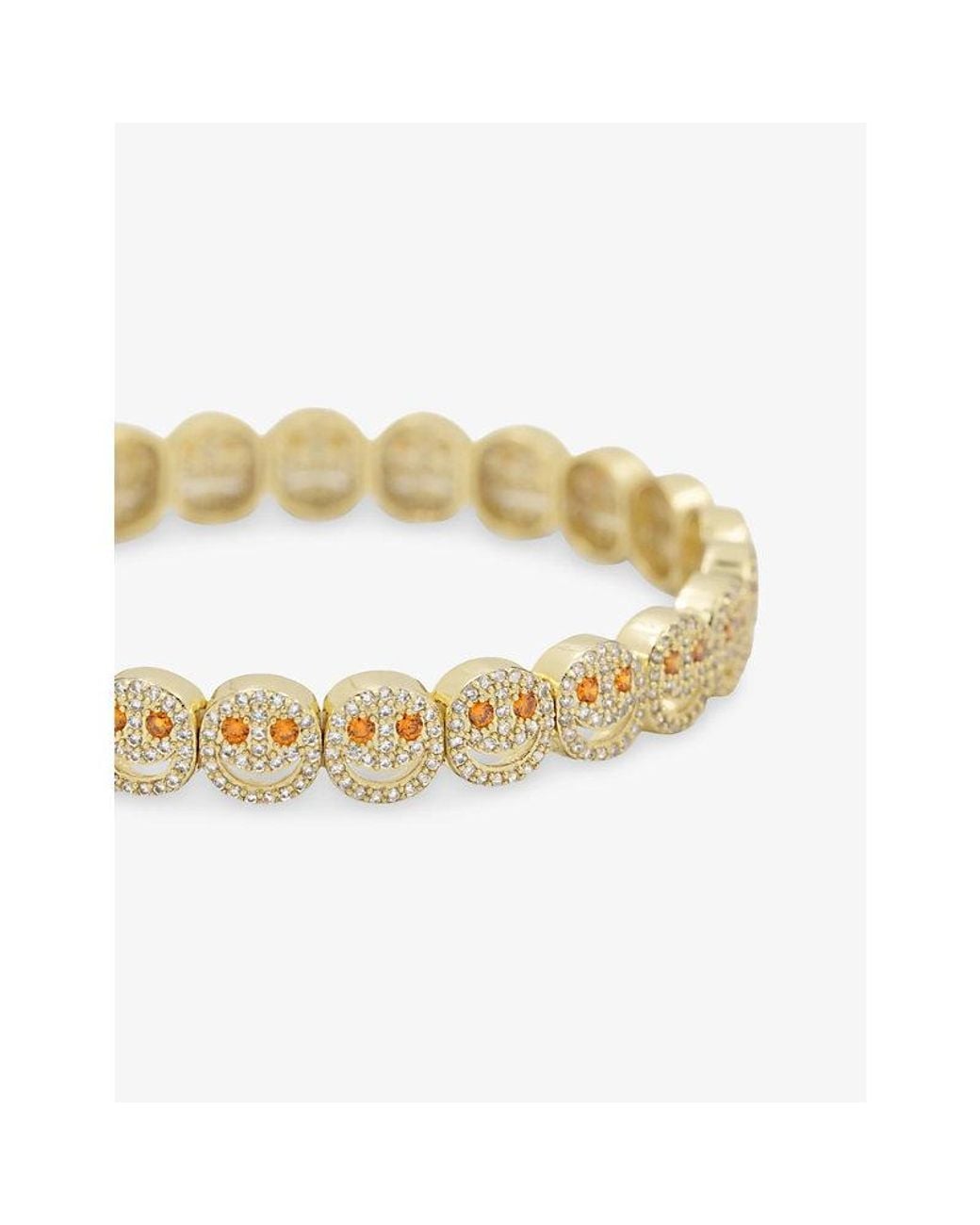 Lisa Gozlan Metallic The Pavé Happy Face 18Ct-Plated Brass And Cubic Zirconia Bracelet