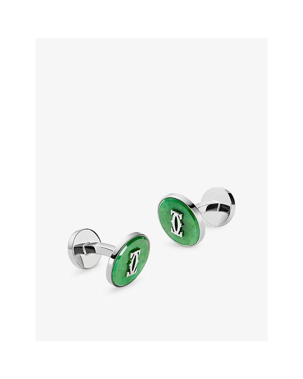 Cartier Green Double C De Sterling- And Aventurine Cufflinks for men