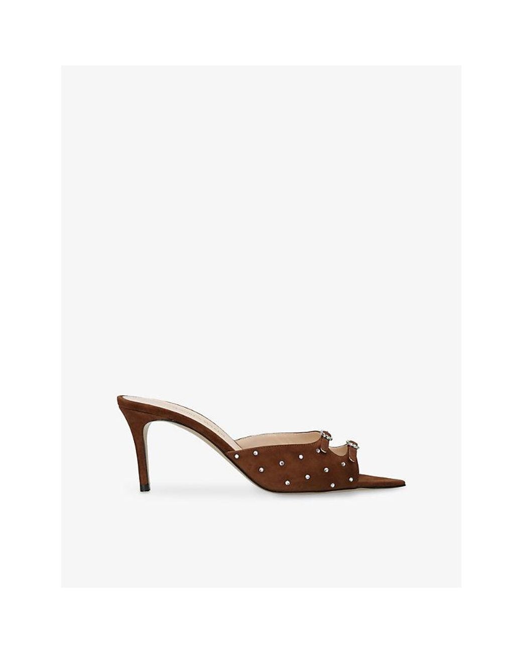 Andrea Wazen Brown Carol 75 Suede Heeled Mules
