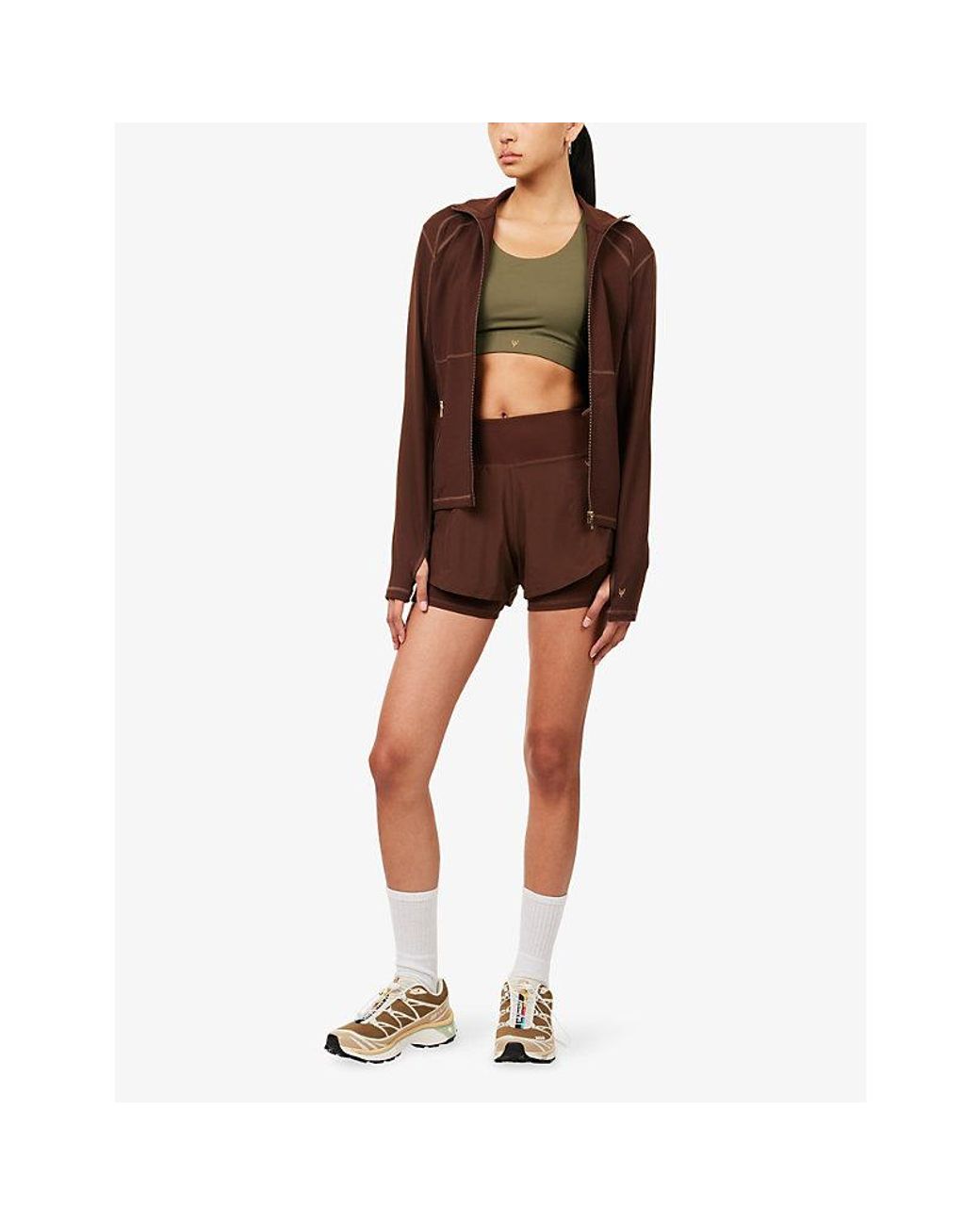 Now You Live Brown Ashby 2-In-1 Stretch-Woven Shorts