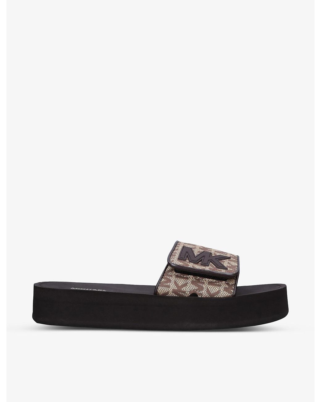 MICHAEL Michael Kors Mk Monogram Coated-canvas Platform Sliders | Lyst UK