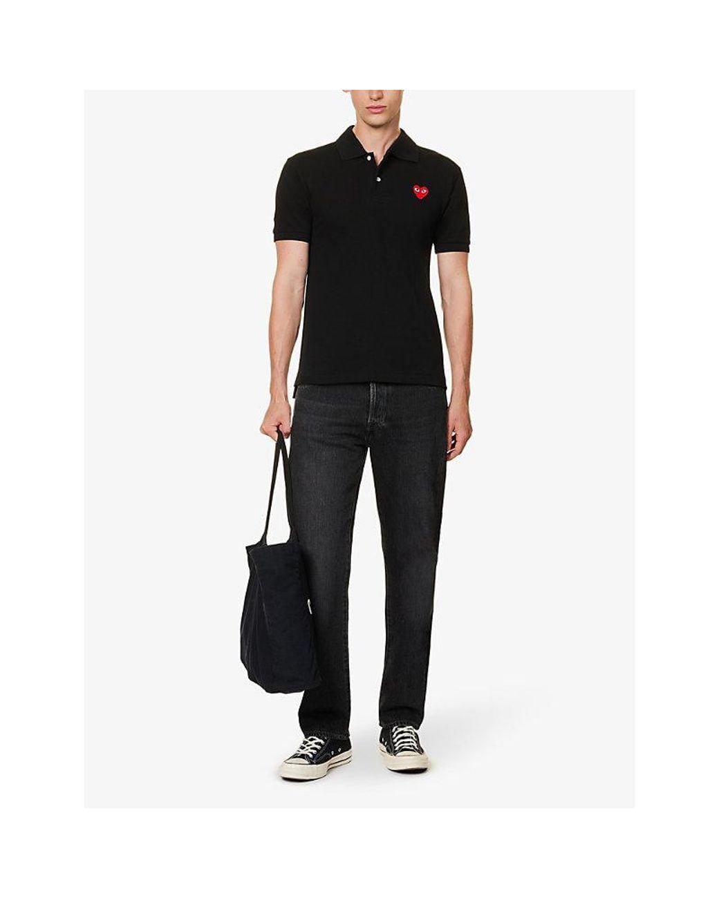 COMME DES GARÇONS PLAY Black Cotton Polo Shirt for men