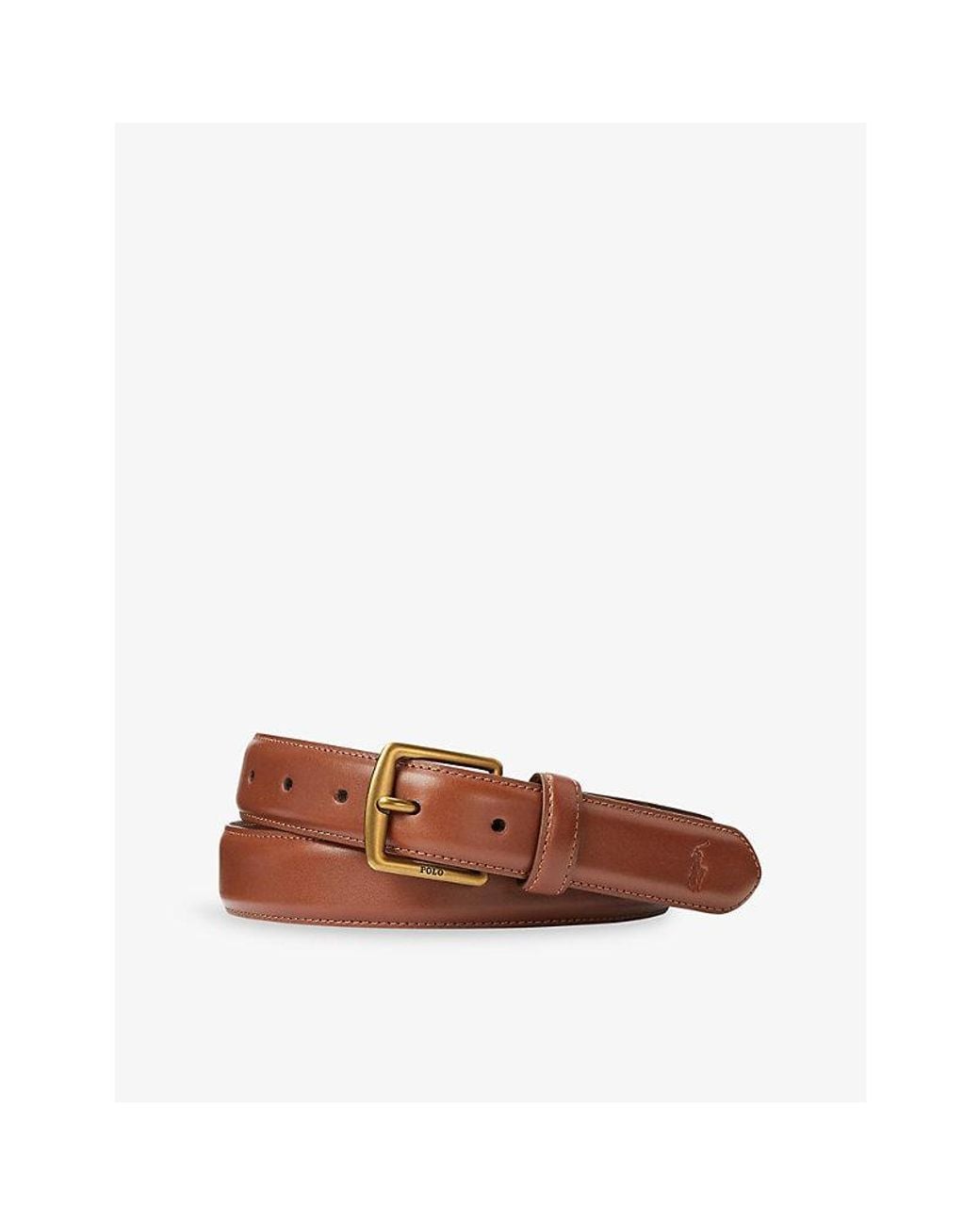 Polo Ralph Lauren Brown Logo Buckle Leather Belt for men