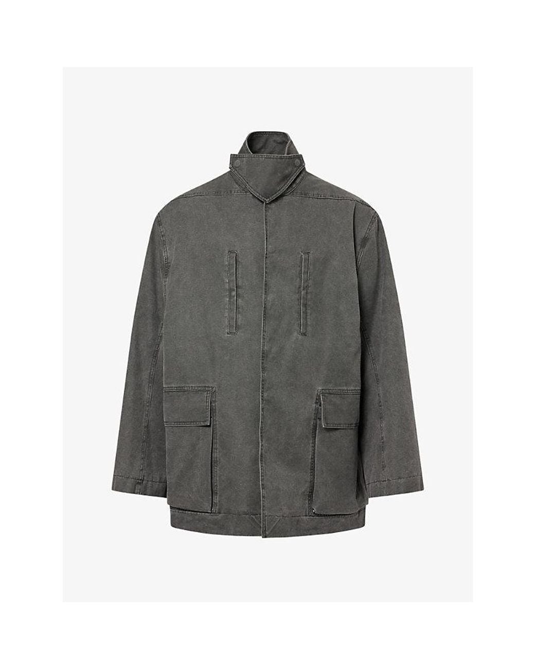 Rick Owens Gray Collared Cotton Mac Jacket for men