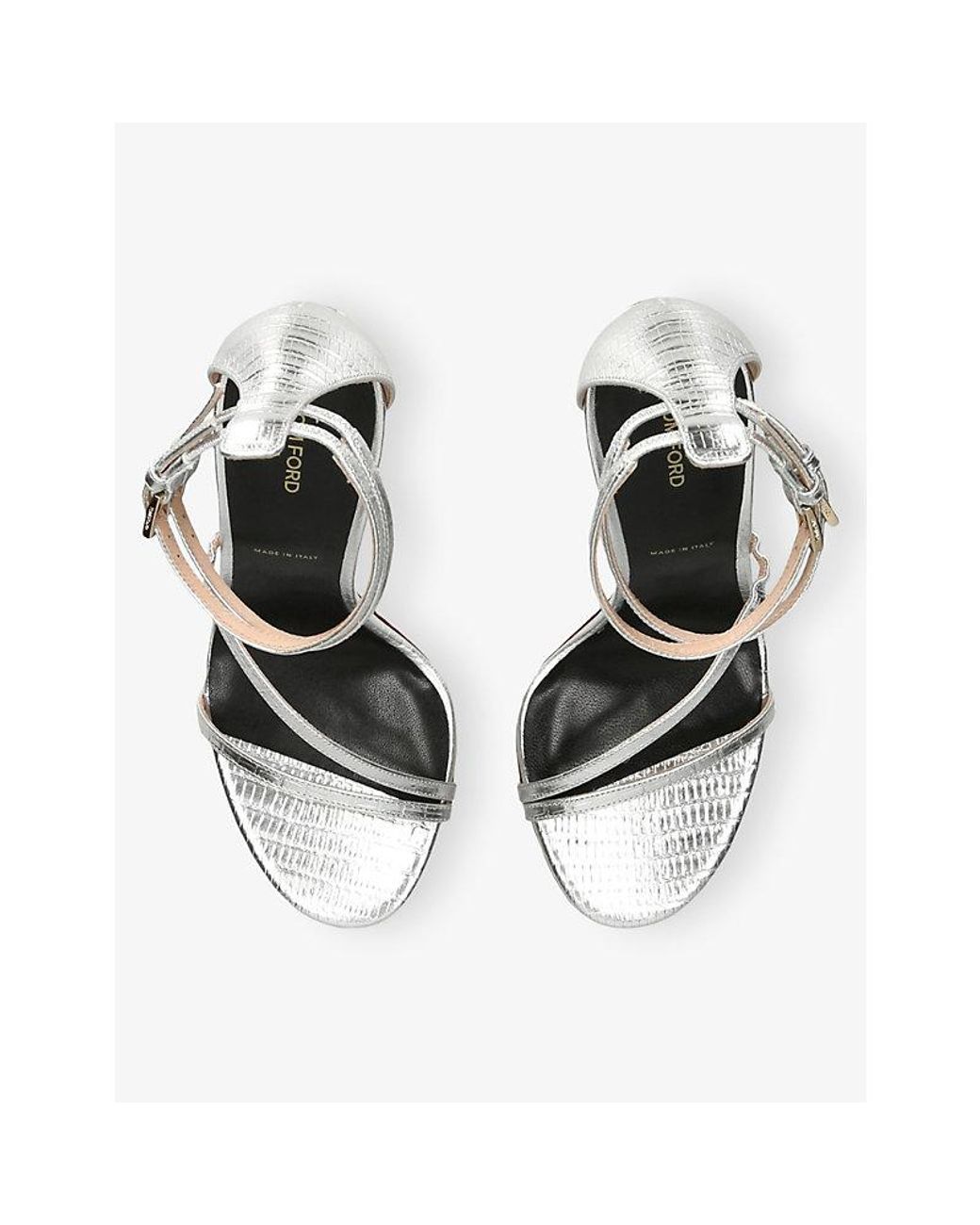 Tom Ford White Double Strap 105 Leather Sandal Heels
