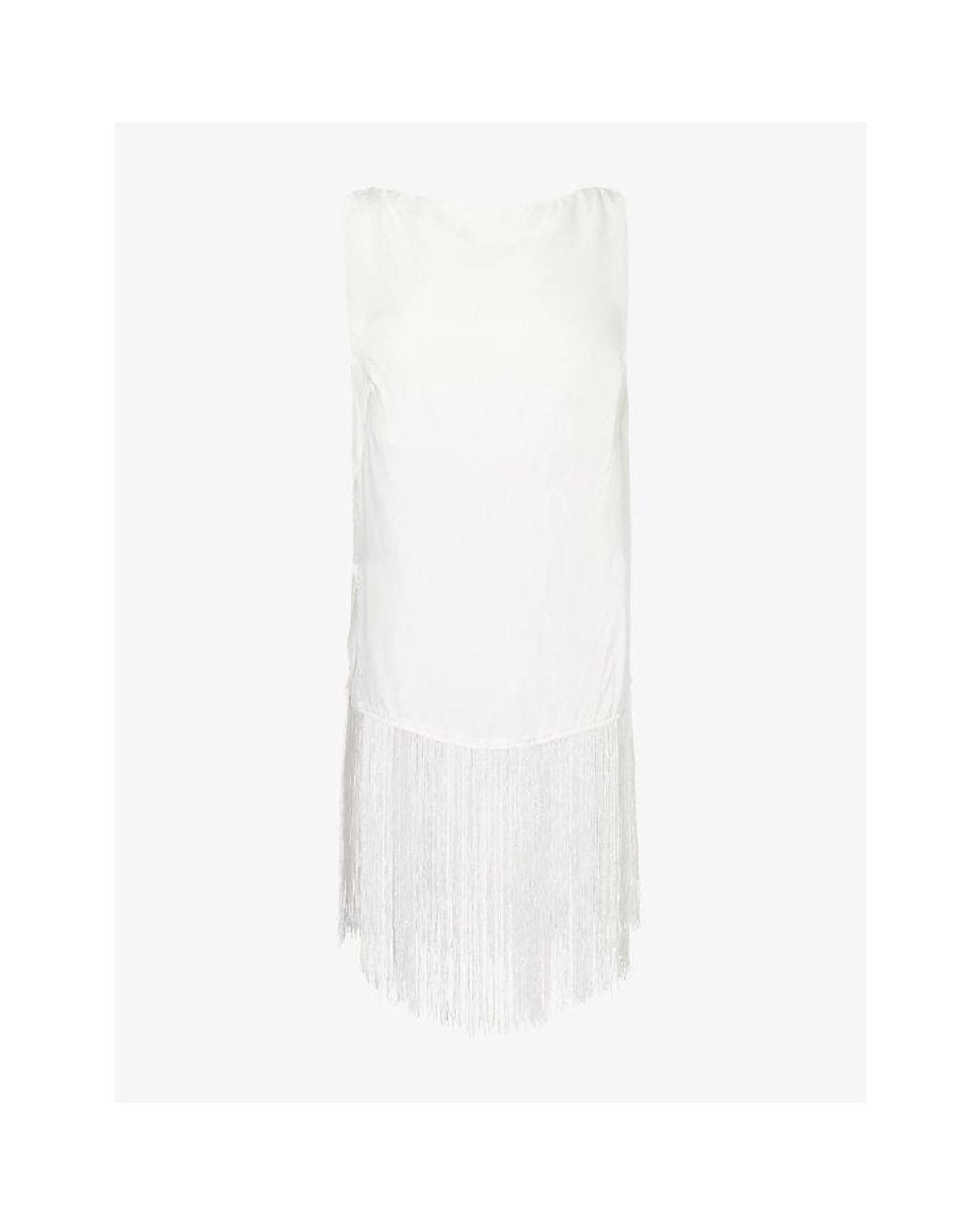 Dissh White Fiora Fringed Woven Top