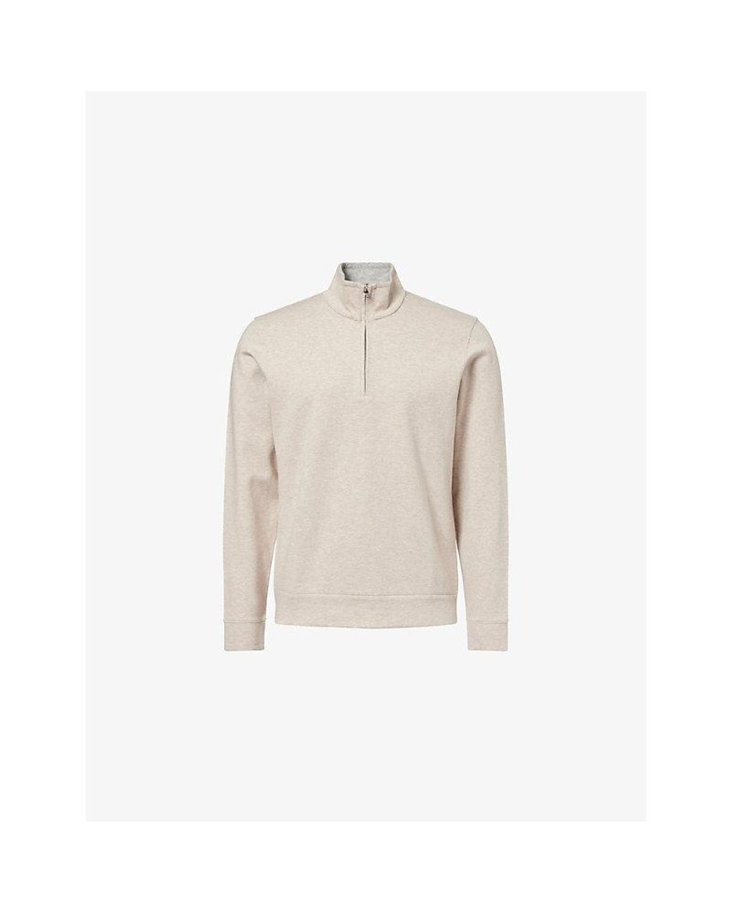 Orlebar Brown Natural Isar Quarter-Zip Cotton-Jersey Sweatshirt for men