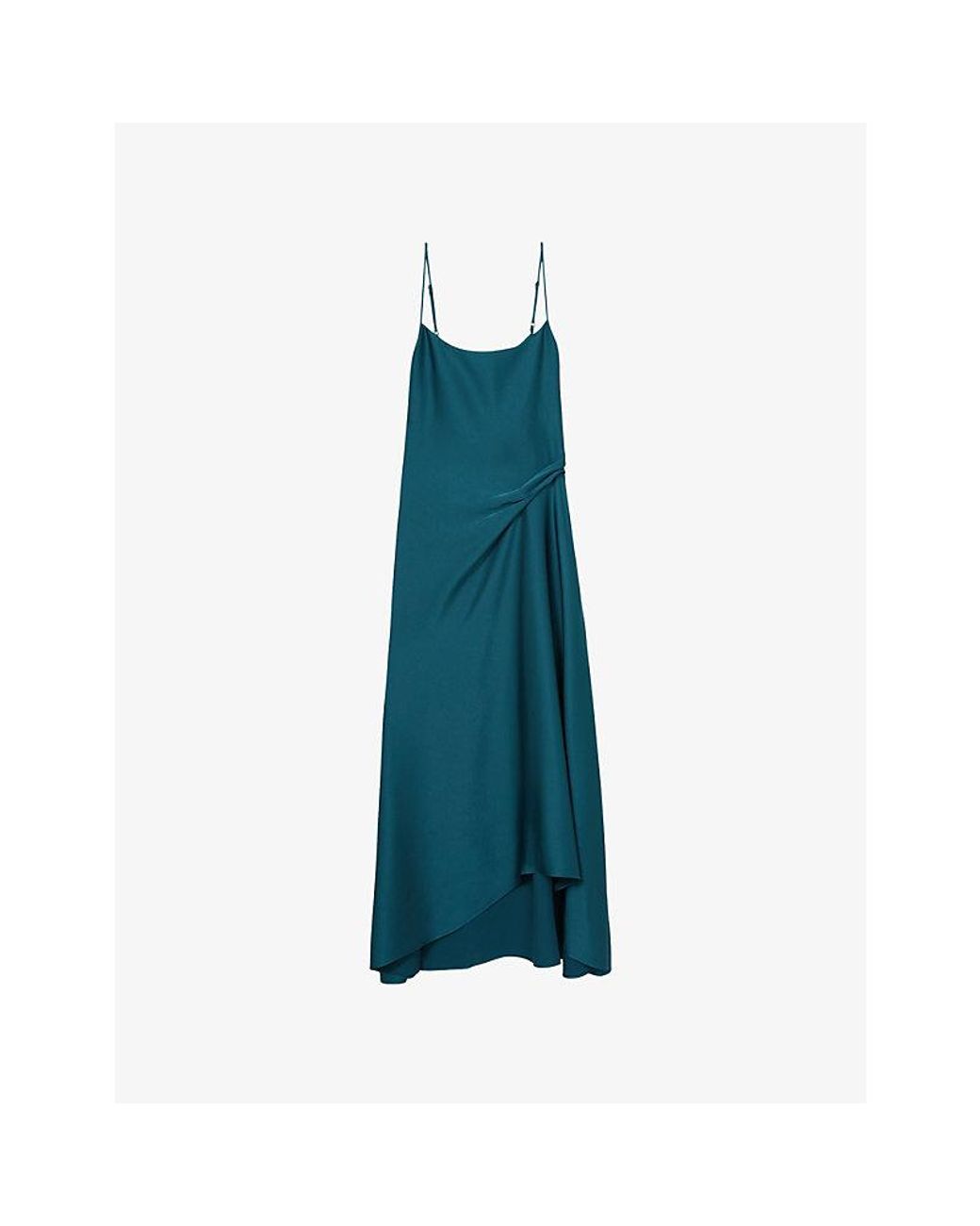 【海外限定】REISSワンピース☆Zoey Square-Neck Satin Midi Dre Reiss Zoey Square-Neck Satin Midi Dress in Blue | Lyst