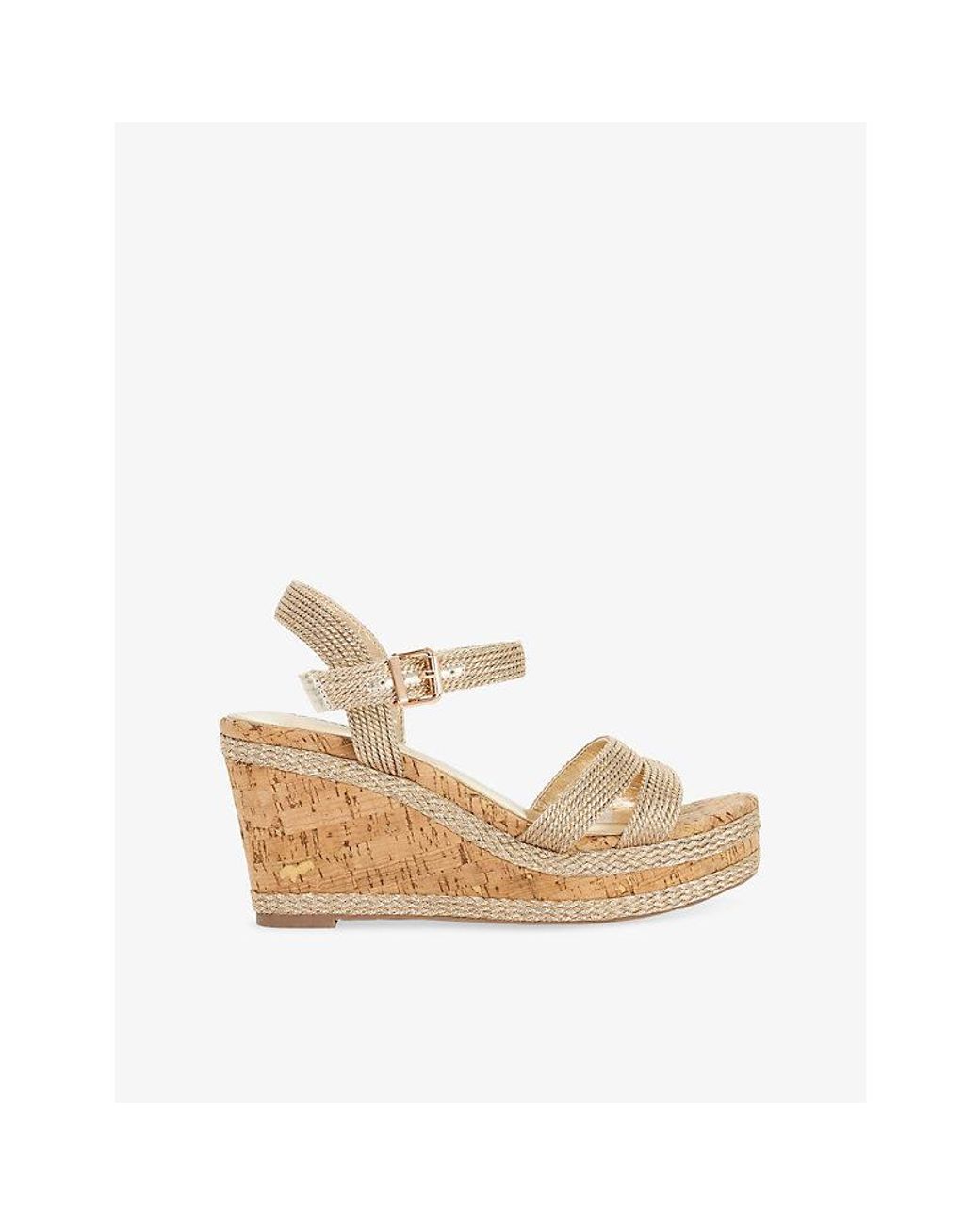 Dune Natural Kipling Woven Wedge Sandals