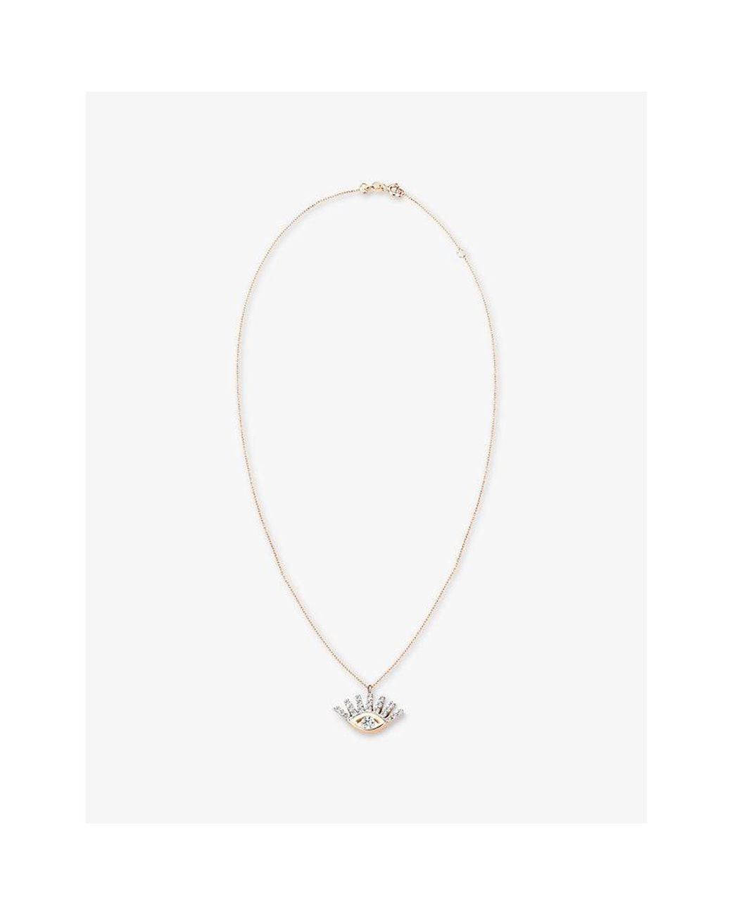 Kismet by Milka White Evil Eye Mini Metal And 0.10Ct Diamond Pendant Necklace