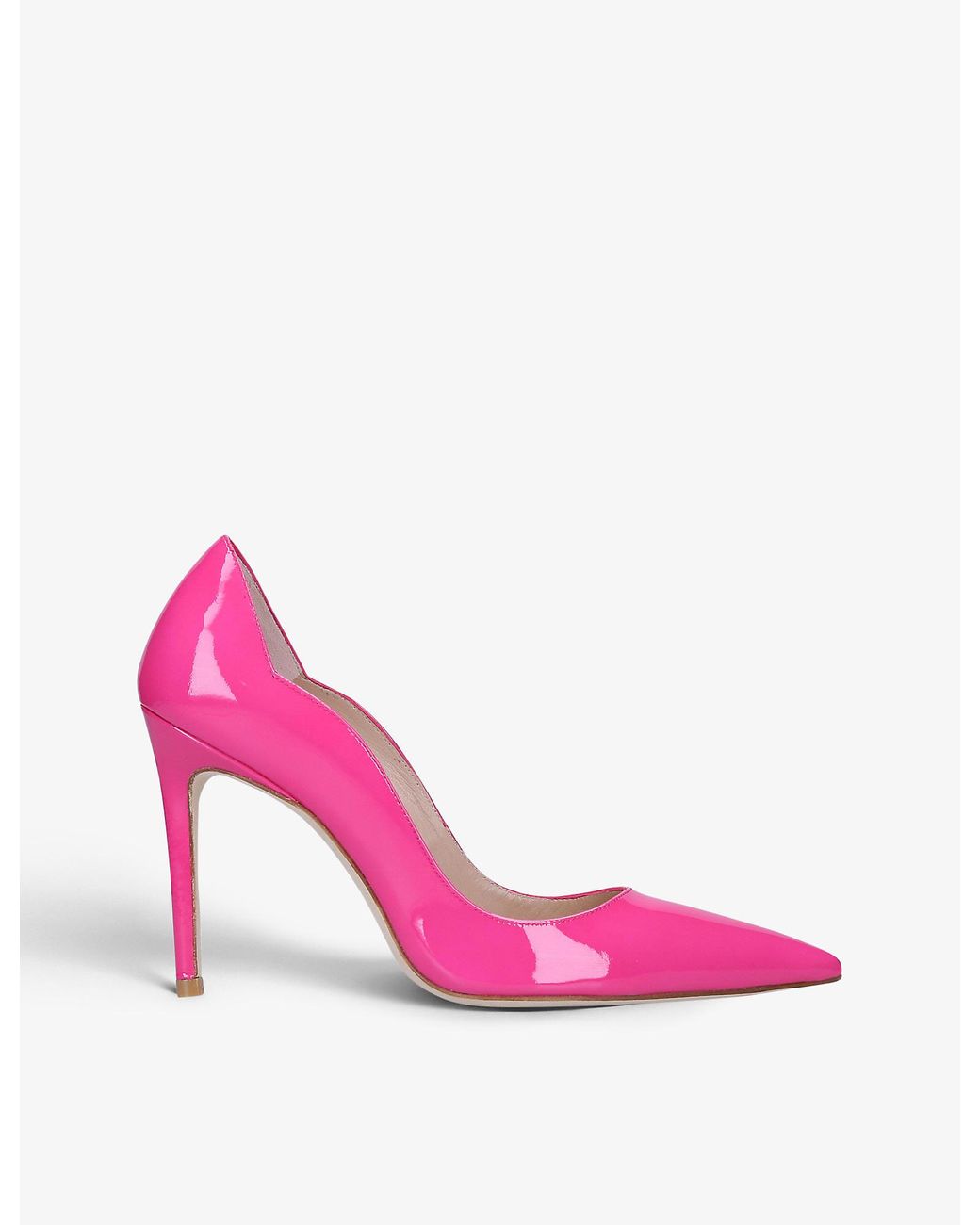 Stuart Weitzman Scallop Point-toe Patent-leather Courts in Pink | Lyst