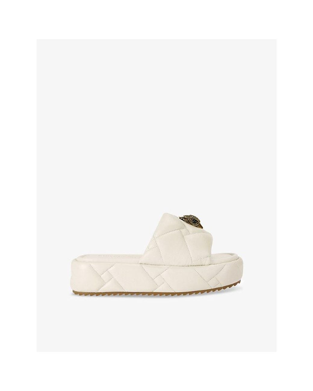 Kurt Geiger White Kensington Puff Flatform Leather Sandals