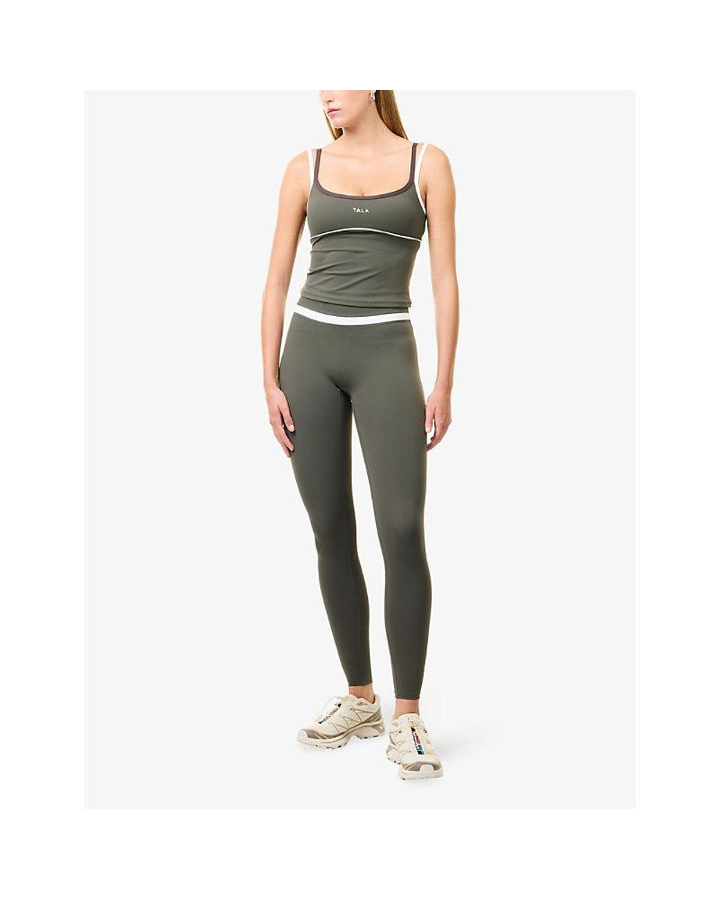 WE Are Tala Gray Skinluxe Contrast-Strap Jersey Vest Top