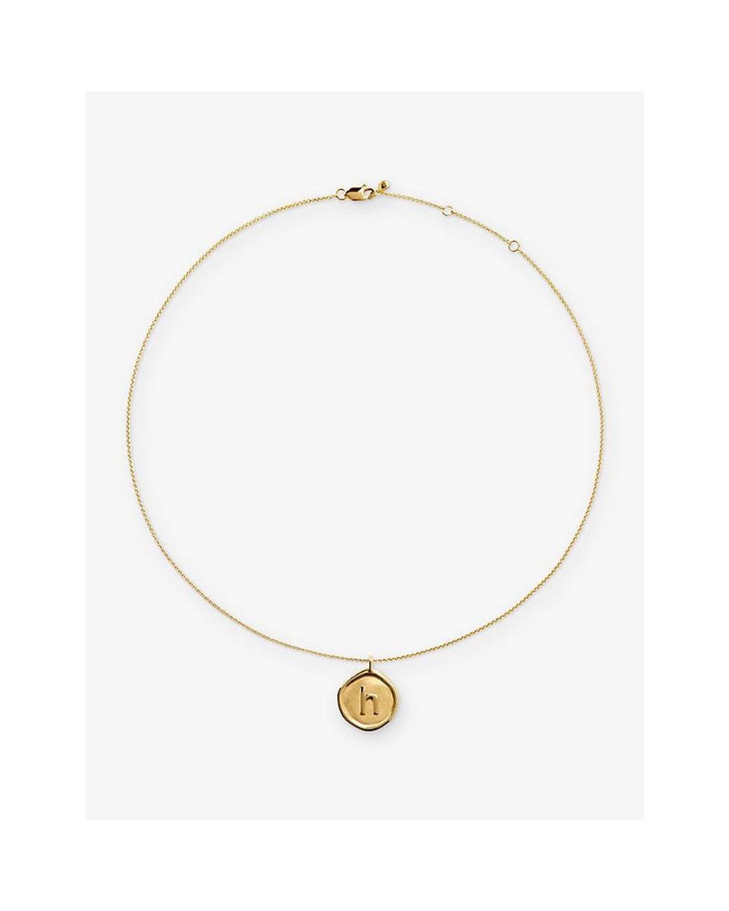 Monica Vinader Metallic Initial H Stamp 18Ct Vermeil Necklace