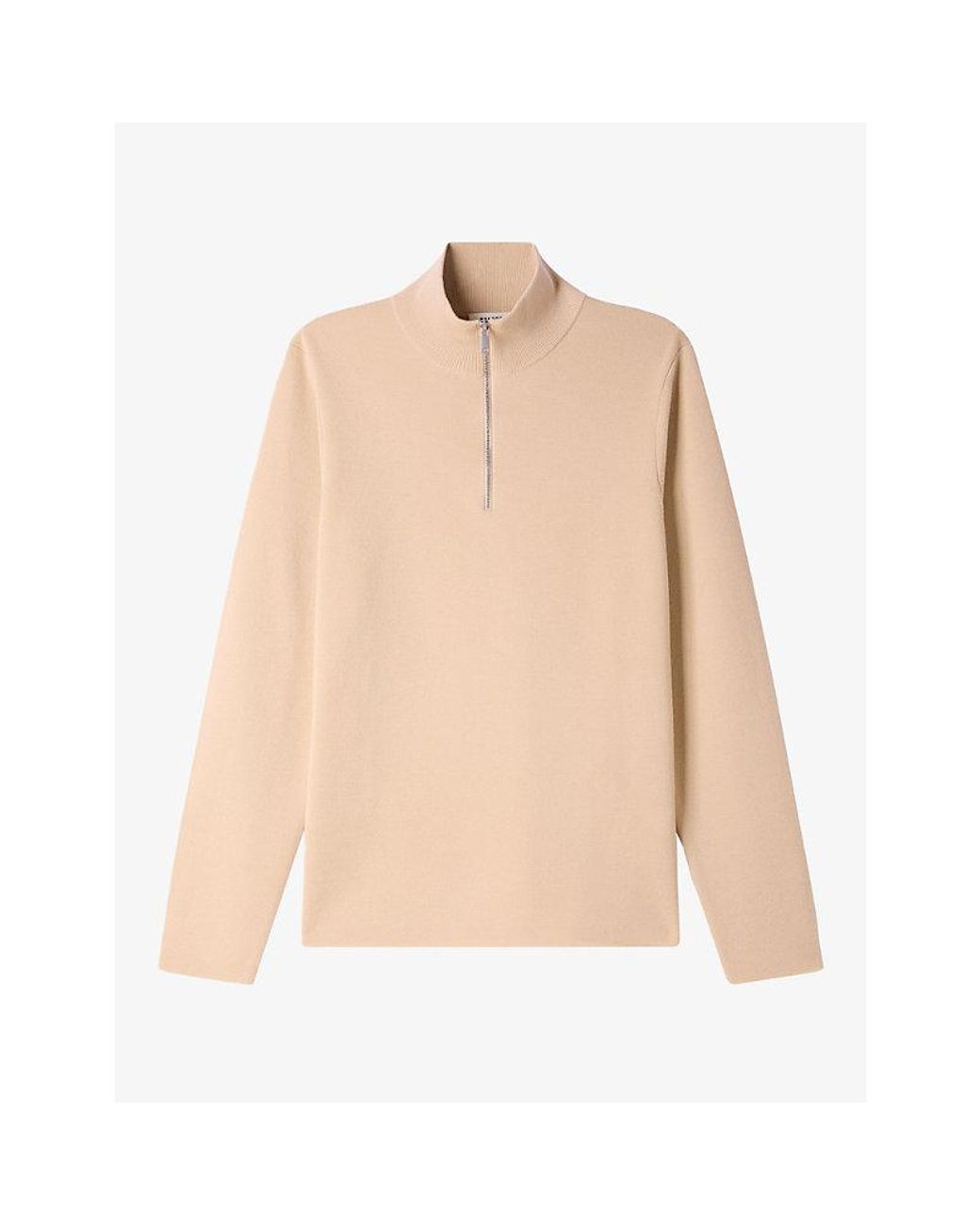 Sandro Natural Half-Zip Wool Jumper for men