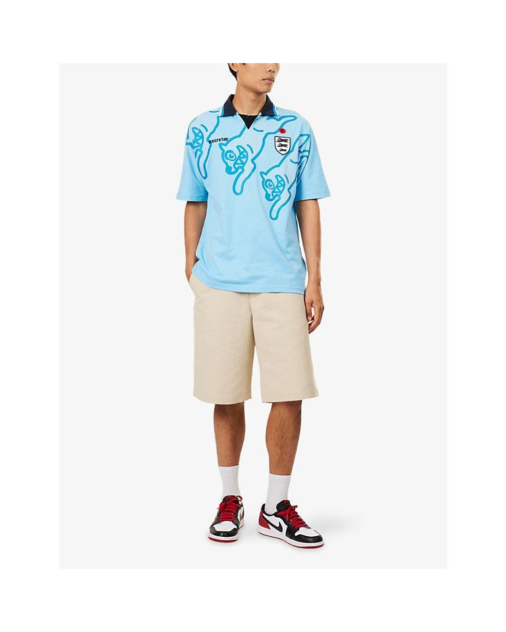 ICECREAM Blue Running Dog Football Cotton-Jersey Shirt for men