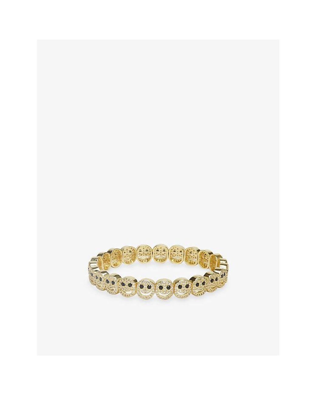 Lisa Gozlan Metallic The Happy Face Pavé 18Ct-Plated Brass And Cubic Zirconia Bracelet