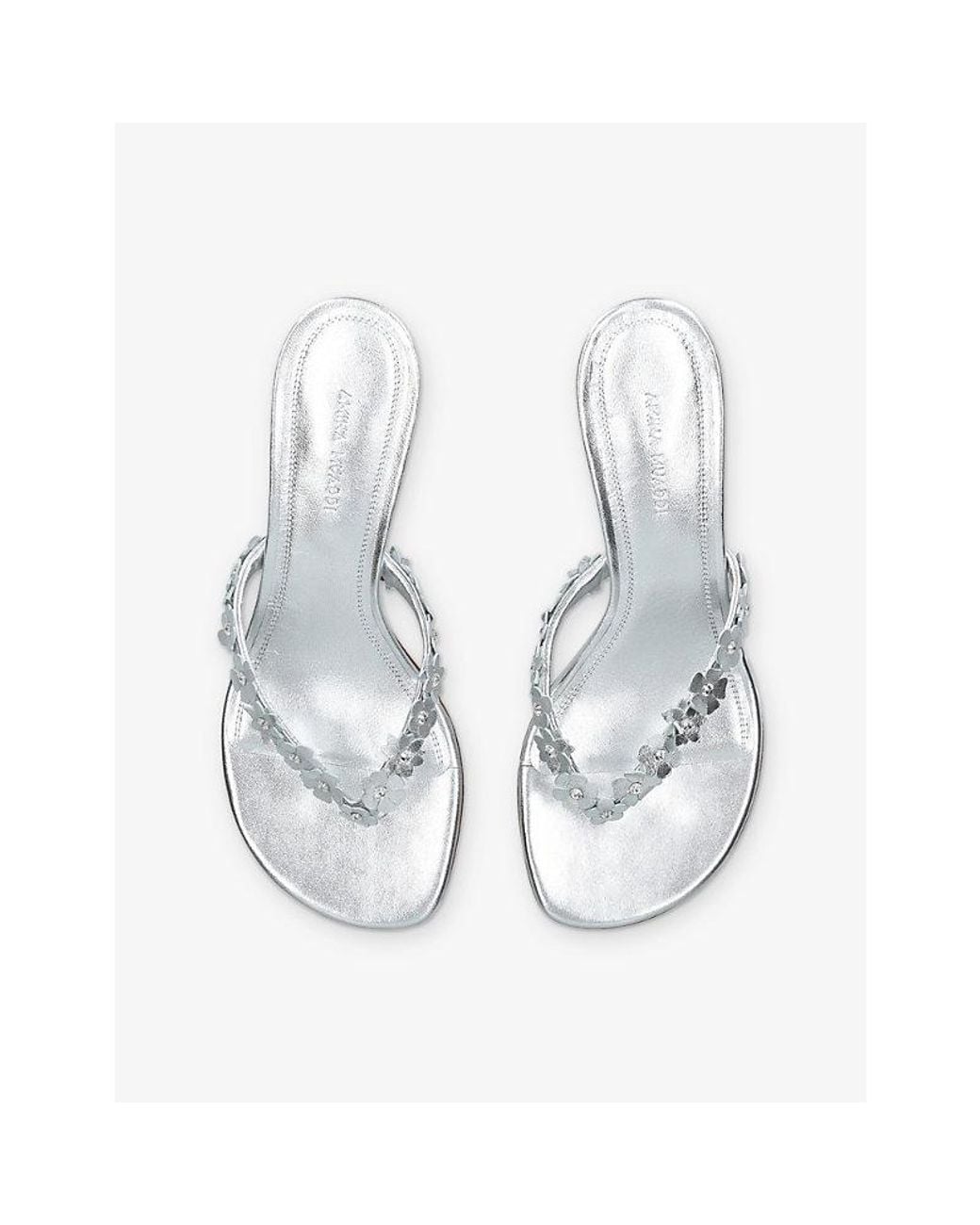 AMINA MUADDI White Janis Thong 45 Leather Heeled Sandals