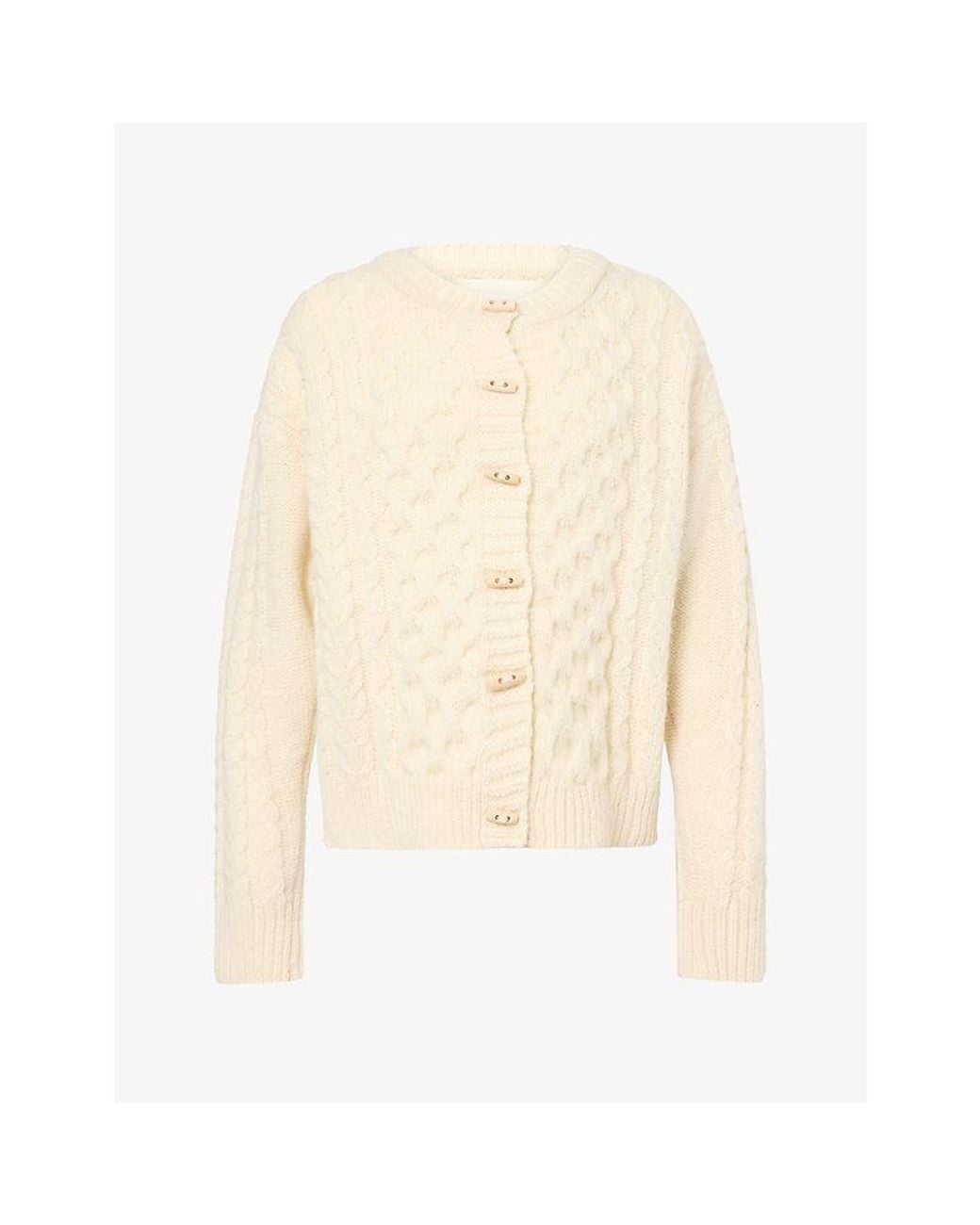 Skall Studio Natural Lennox Cable-Knit Wool Cardigan